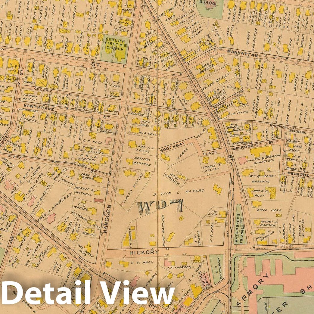 Historic Map : Atlas City of Springfield and The Town of Longmeadow 1910 Plate 010 , Vintage Wall Art