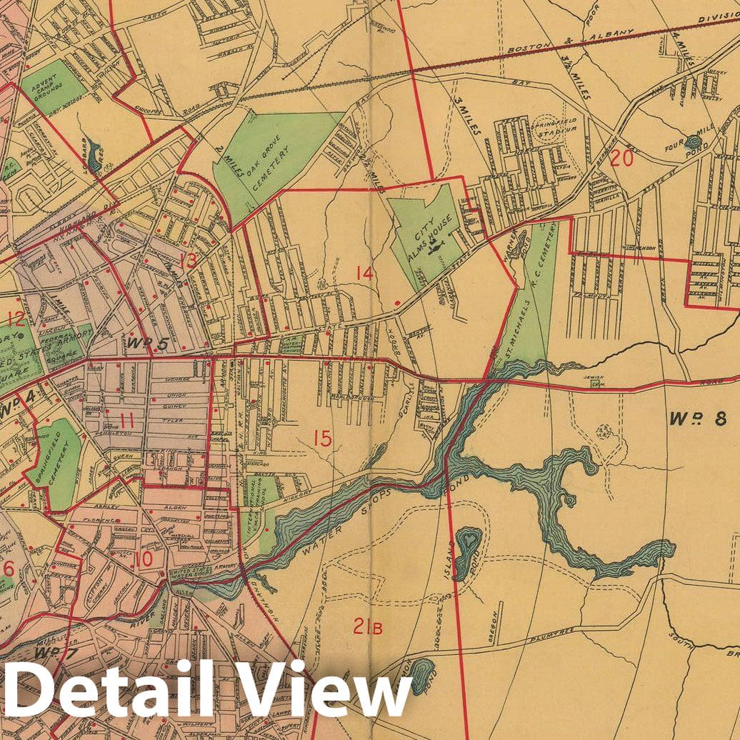 Historic Map : Atlas City of Springfield and The Town of Longmeadow, Springfield 1910 Index Plate , Vintage Wall Art