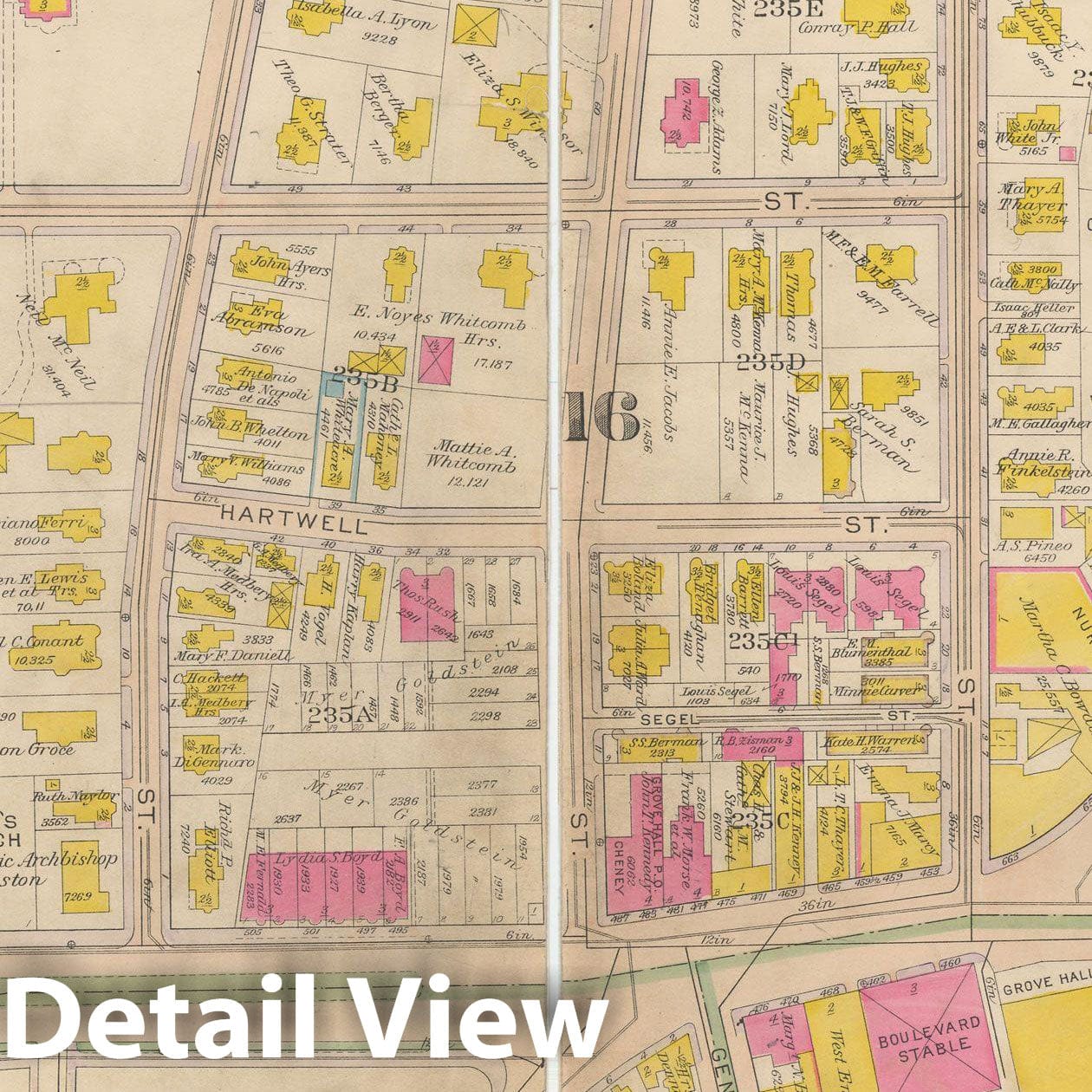 Historic Map : Atlas City of Boston, Roxbury, Roxbury 1915 Plate 030 , Vintage Wall Art