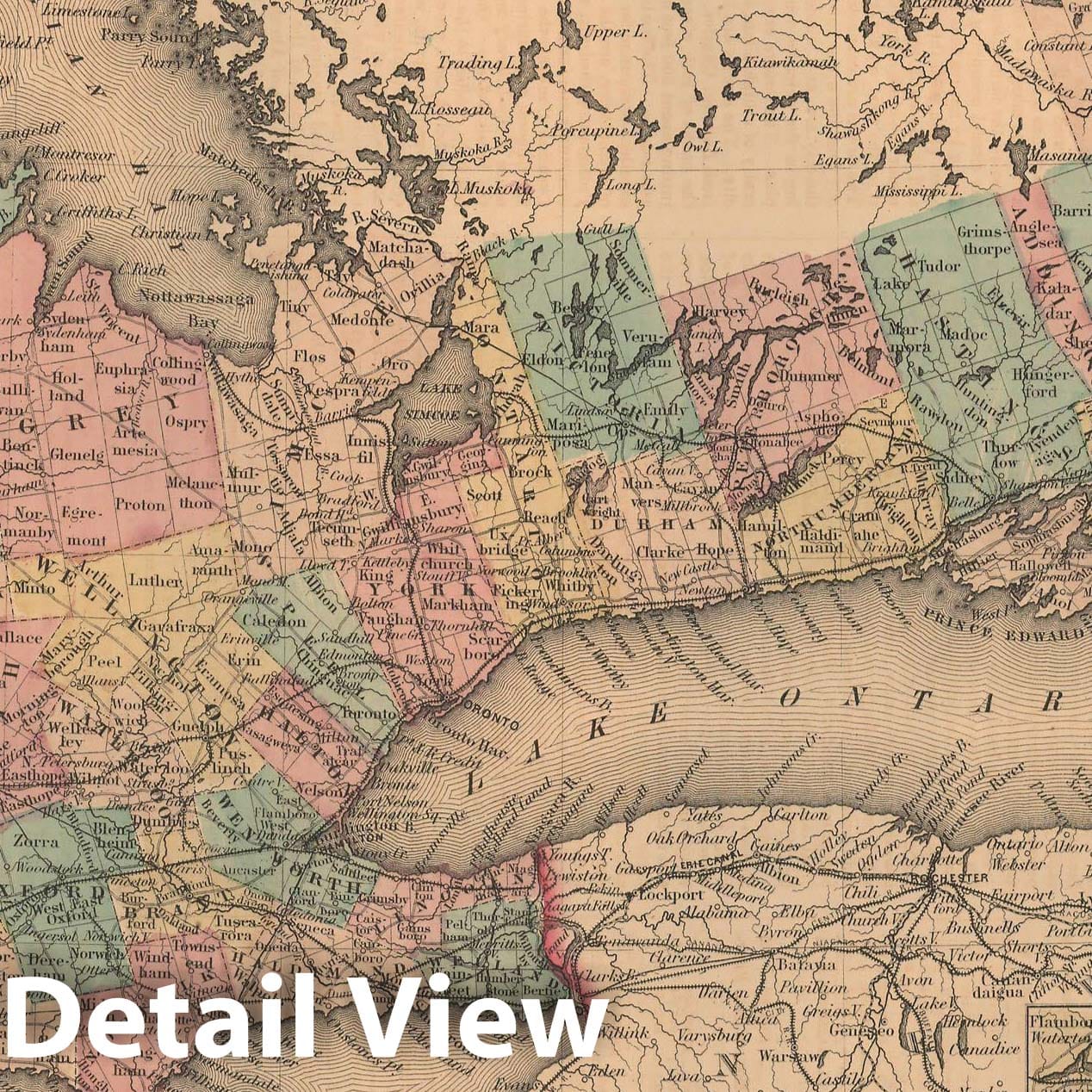 Historic Map : General Atlas (Of The World), Ontario 1857 , Vintage Wall Art