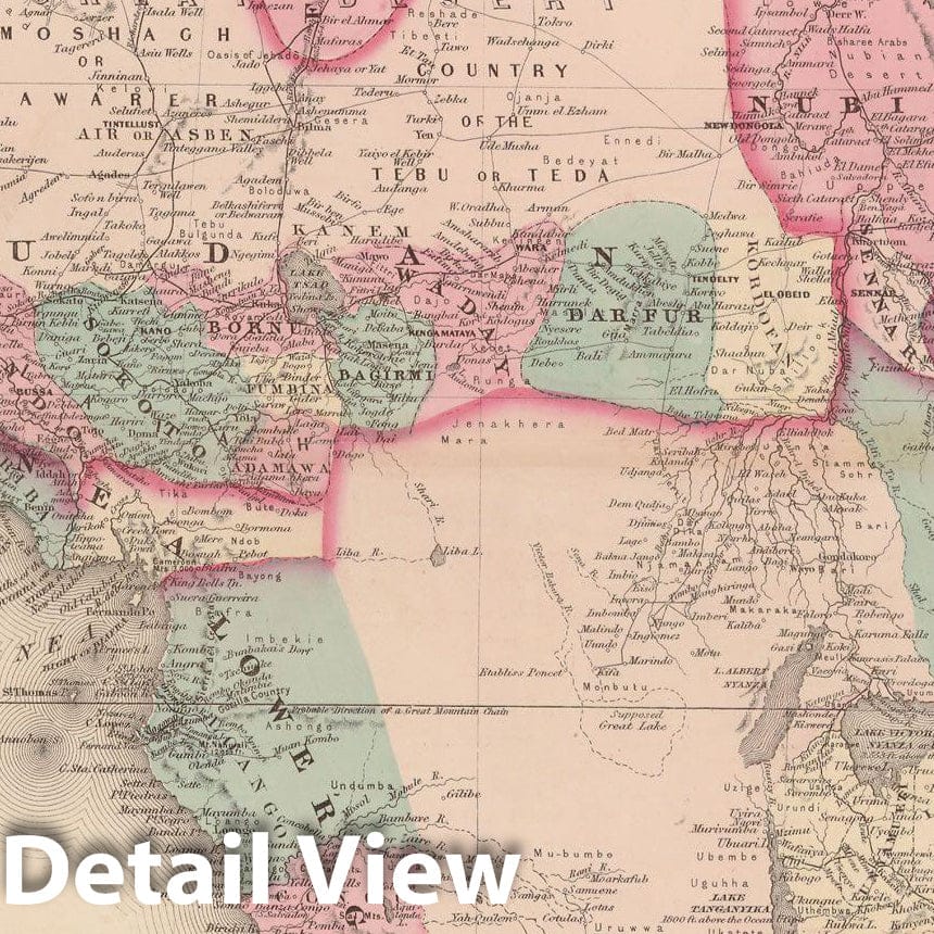 Historic Map : Family Atlas World, Africa 1873 , Vintage Wall Art