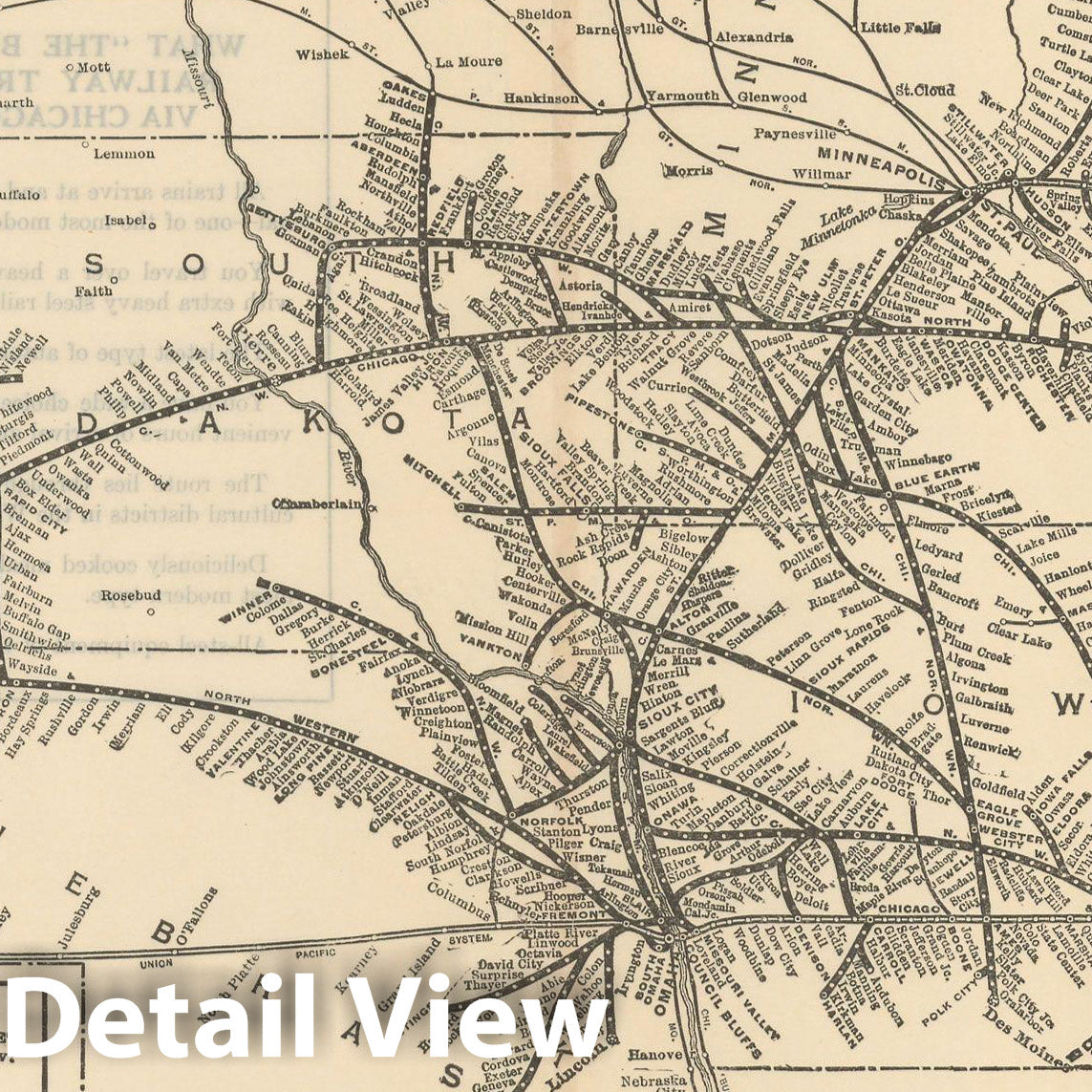 Historic Map : Atlas of Railway Traffic Maps, Chicago & North Western Line 1922 , Vintage Wall Art