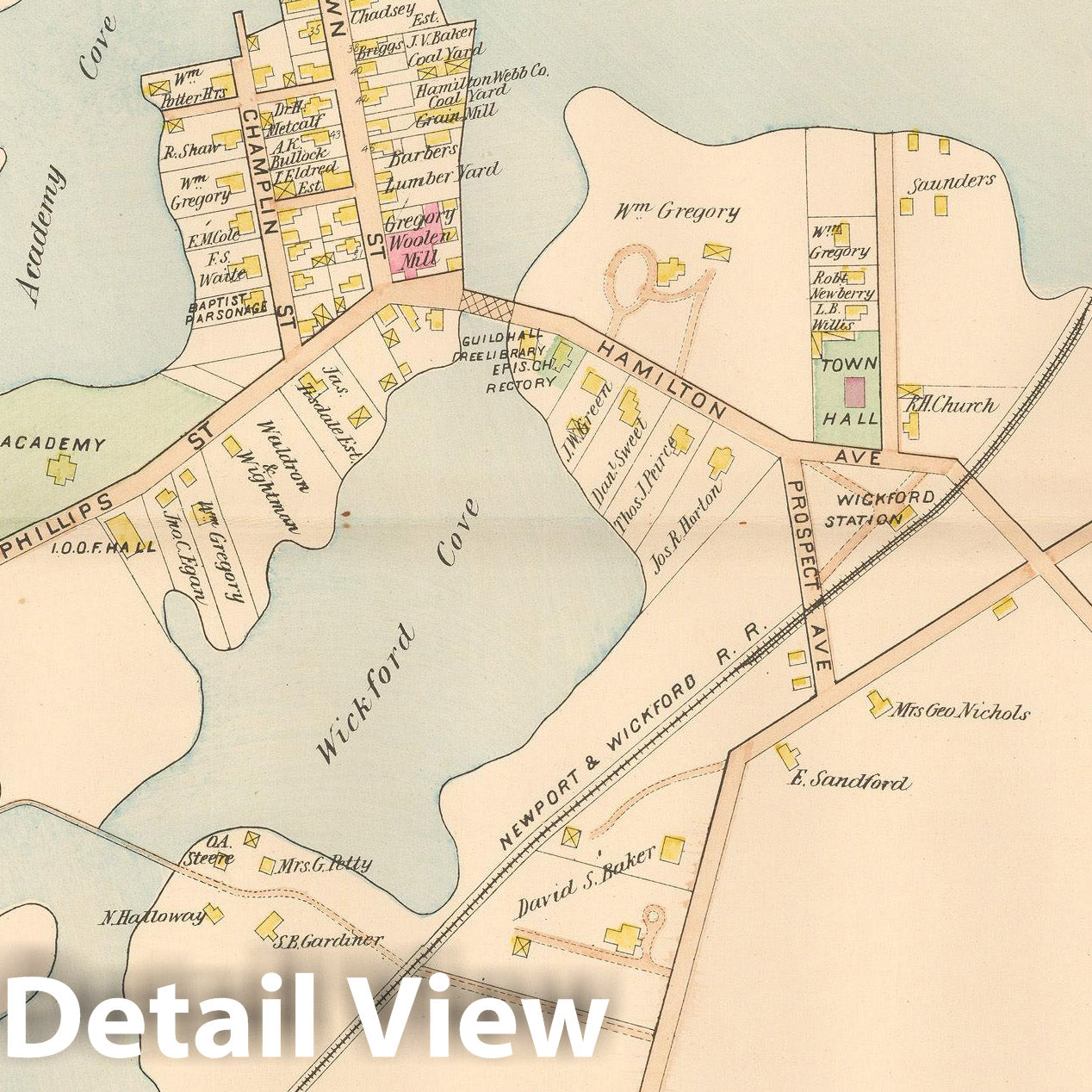 Historic Map : Atlas of Southern Rhode Island, North Kingstown & Wickford 1895 , Vintage Wall Art