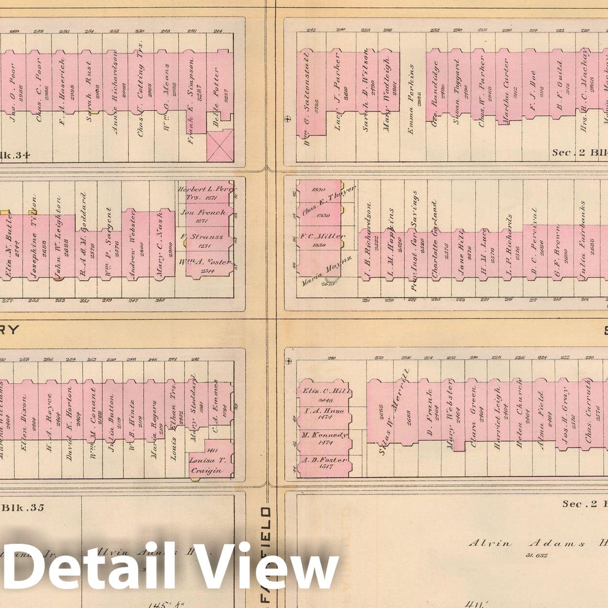 Historic Map : Atlas City of Boston, City Proper, Vol. 2, Boston 1888 Plate 038 , Vintage Wall Art