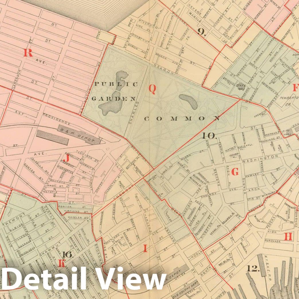 Historic Map : Atlas City of Boston, Boston Proper, Volume I, Boston 1883 Index Plate , Vintage Wall Art