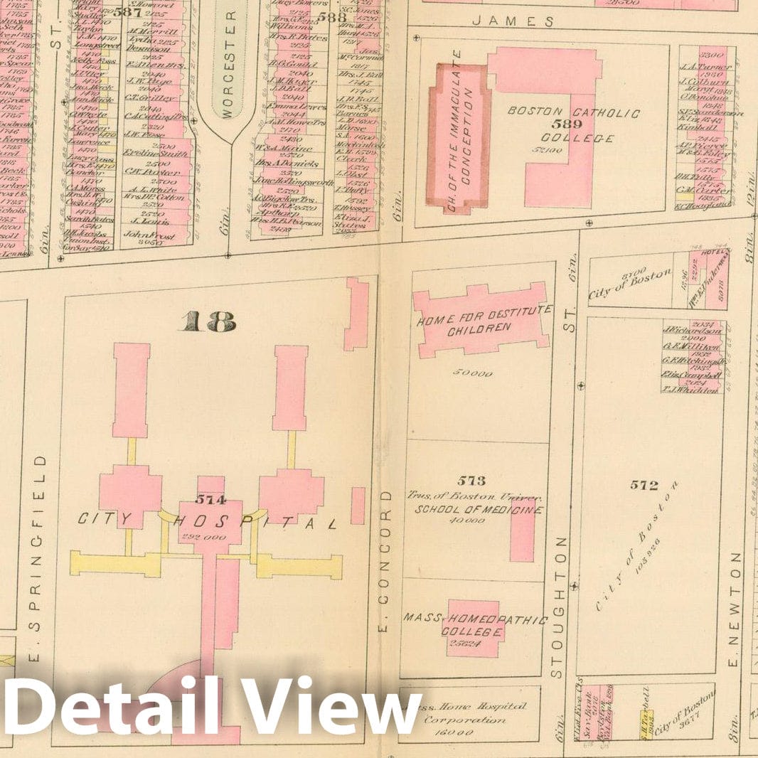 Historic Map : Atlas City of Boston, Boston Proper, Volume I, Boston 1883 Plate M , Vintage Wall Art