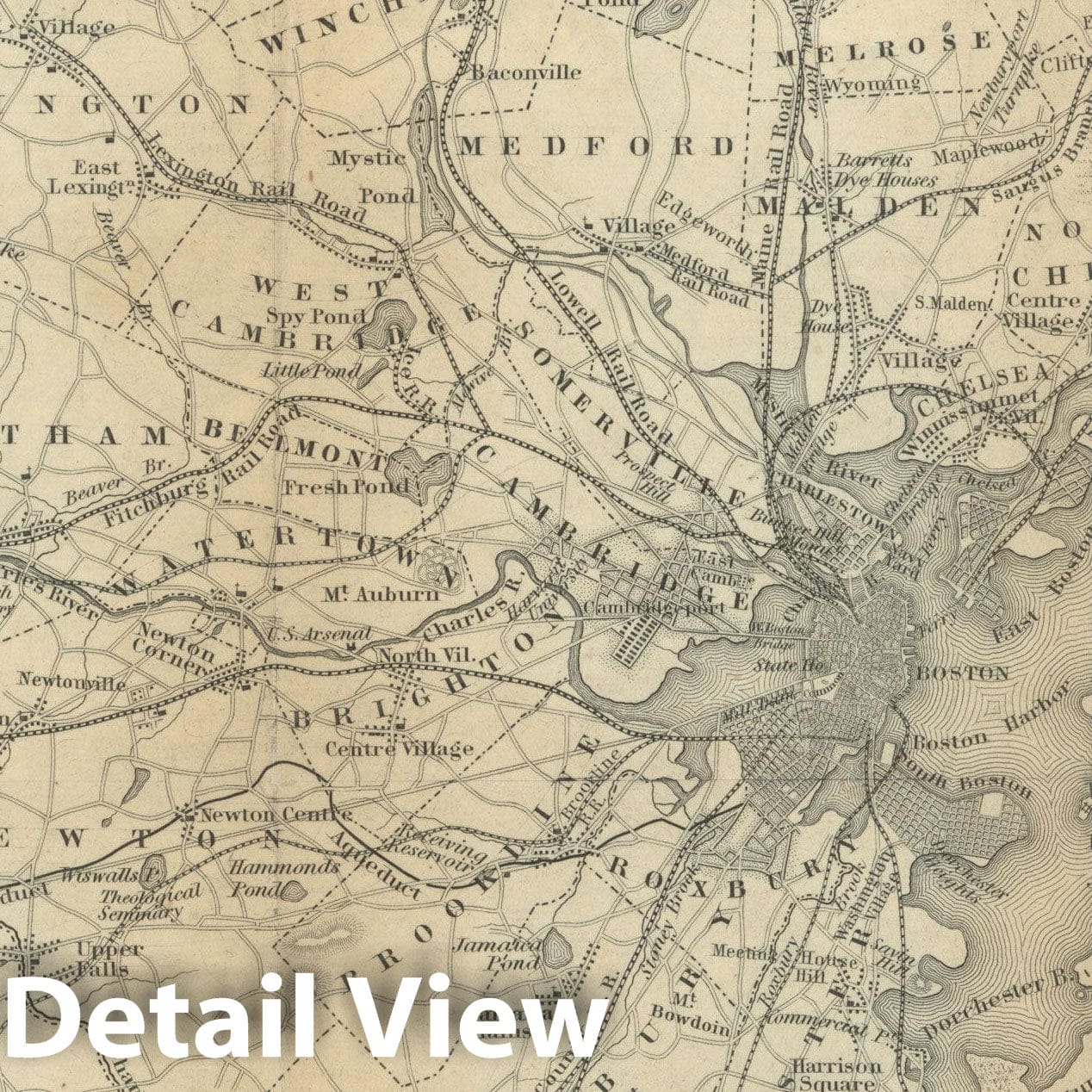 Historic Map : Greater Boston 1871 , Vintage Wall Art