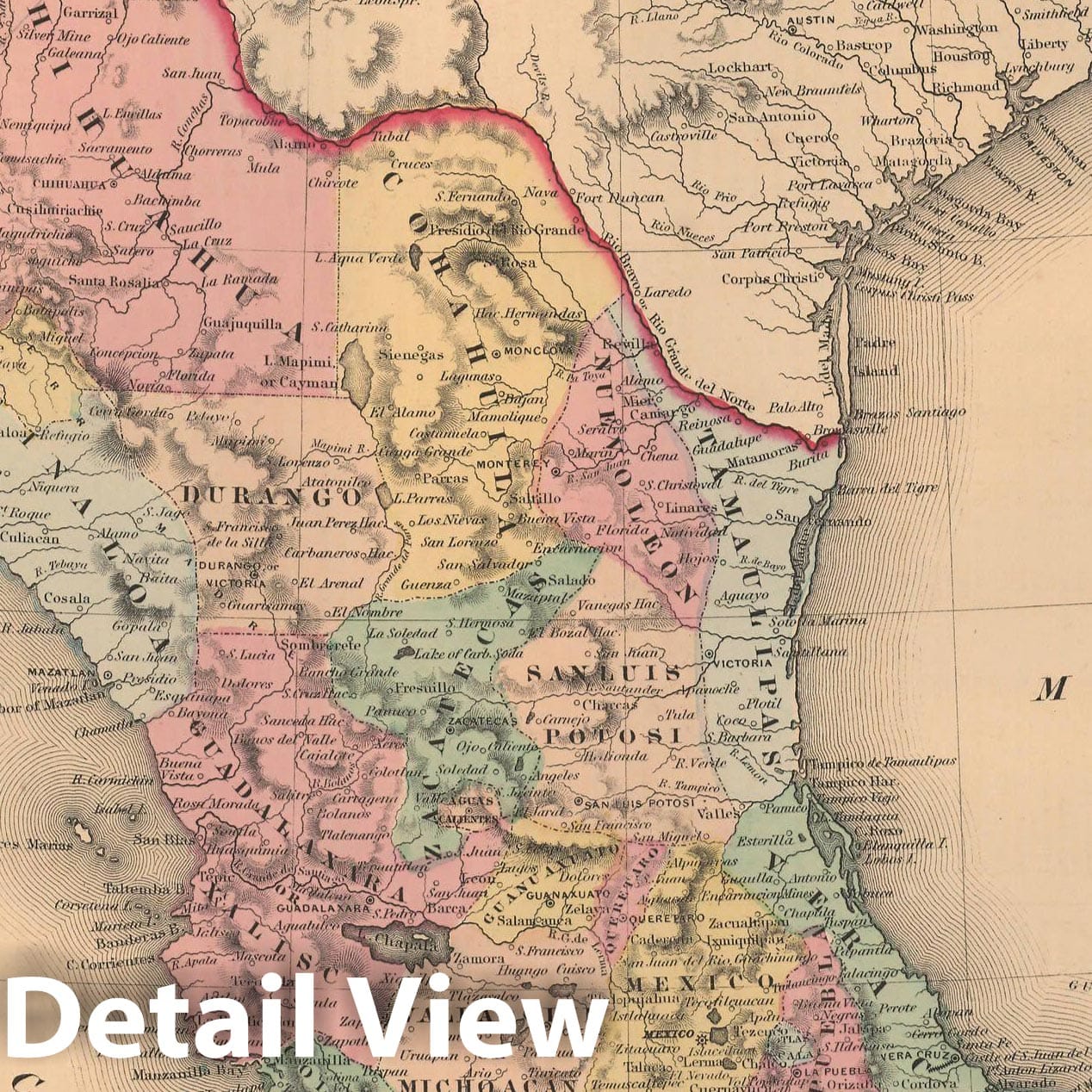 Historic Map : General Atlas (Of The World), Mexico 1857 , Vintage Wall Art