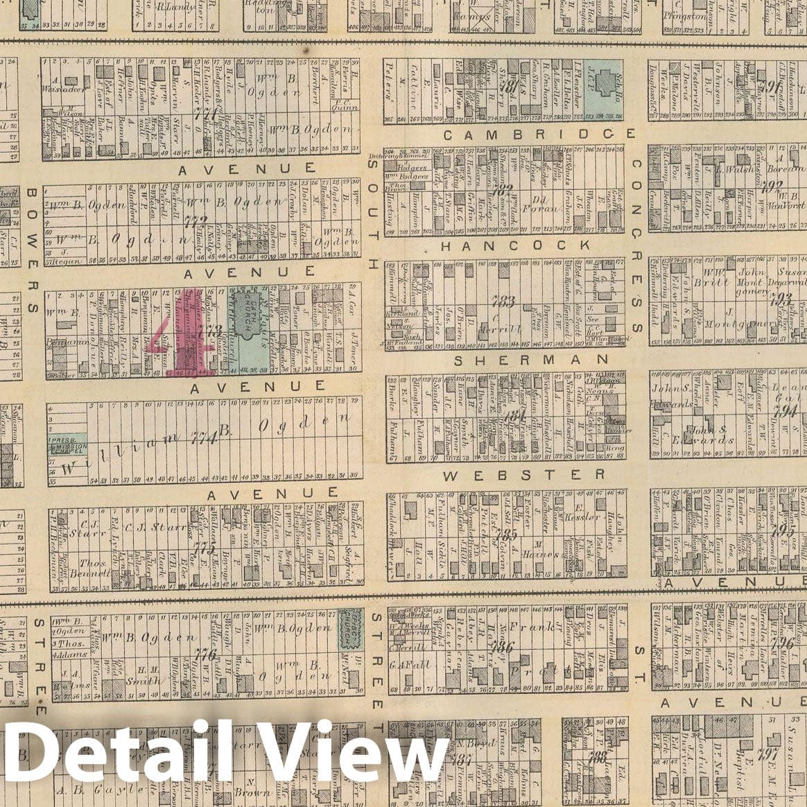 Historic Map : Combined Atlas State of New Jersey & The County of Hudson, Jersey City 1873 Plate H , Vintage Wall Art
