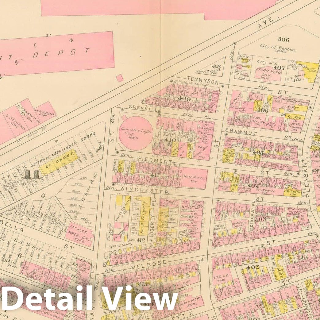 Historic Map : Atlas City of Boston, Boston Proper, Volume I, Boston 1883 Plate J , Vintage Wall Art