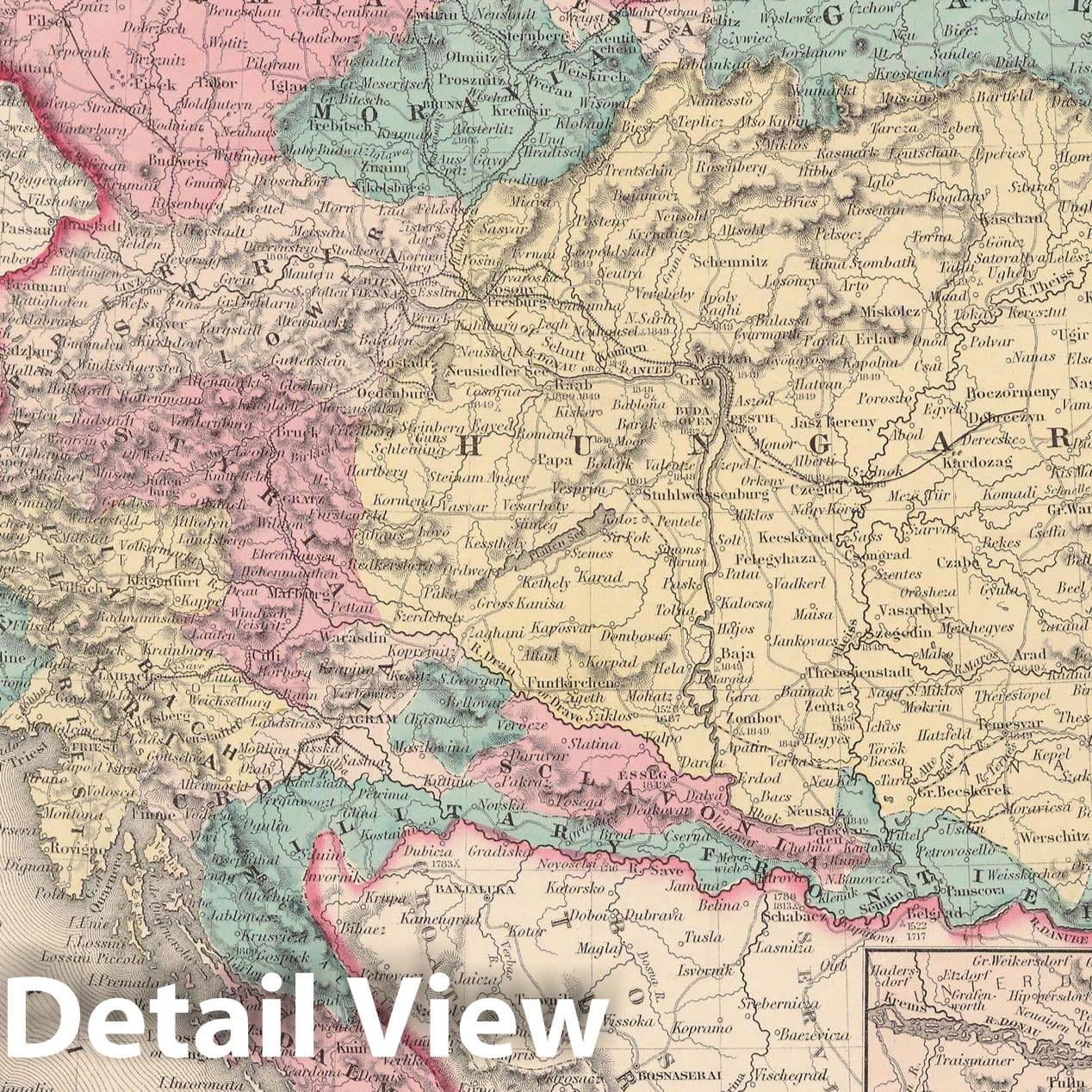 Historic Map : Austria 1856 , Colton's Atlas World , Vintage Wall Art