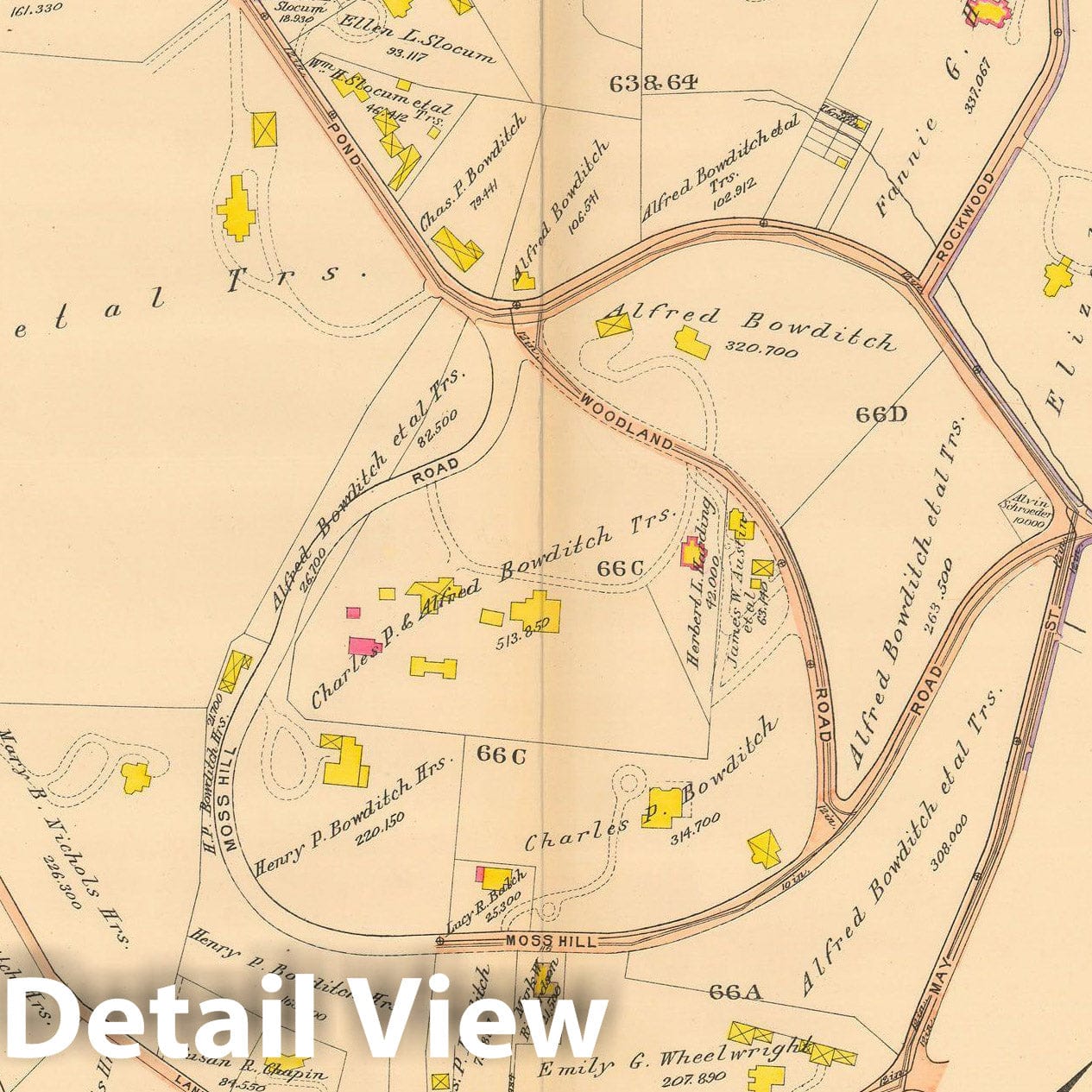 Historic Map : Atlas City of Boston, West Roxbury, Jamaica Plain 1914 Plate 010 , Vintage Wall Art