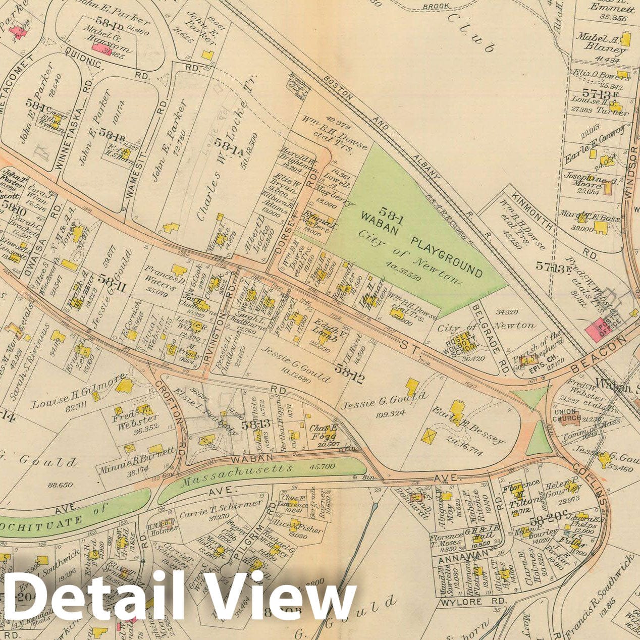 Historic Map : Atlas City of Newton Massachusetts 1917 Plate 022 , Vintage Wall Art