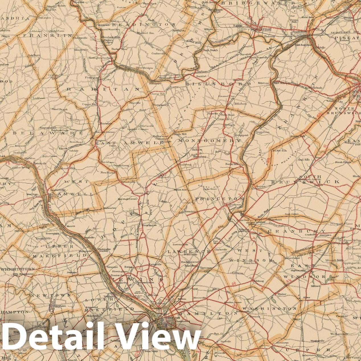 Historic Map : New Jersey 1900 , Northeast U.S. State & City Maps , v2, Vintage Wall Art