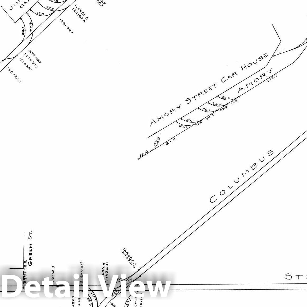 Historic Map : Boston Elevated Railway Track Plans, Jamaica Plain & Roxbury 1899-1915 Plate 008 , Vintage Wall Art