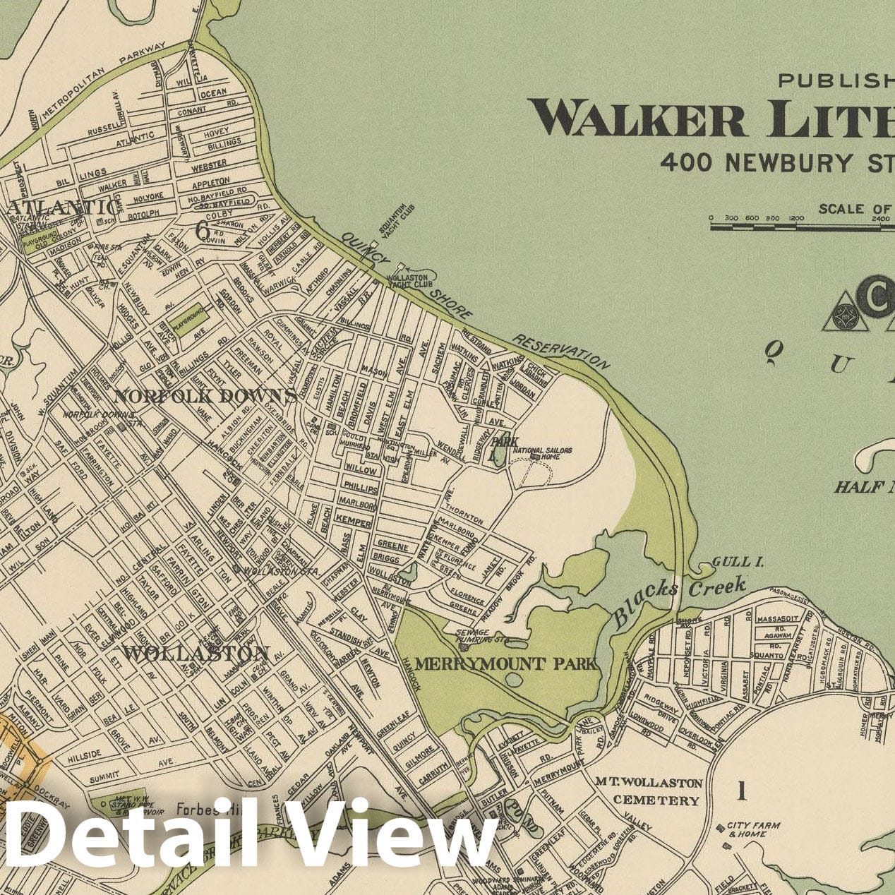 Historic Map : Map of Boston & Suburbs - SE Quad - 1900 , Northeast U.S. State & City Maps , Vintage Wall Art