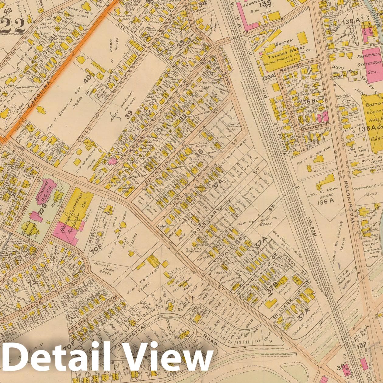 Historic Map : Atlas of Dorchester, West Roxbury and Brighton, Jamaica Plain 1899 Plate 016 , Vintage Wall Art