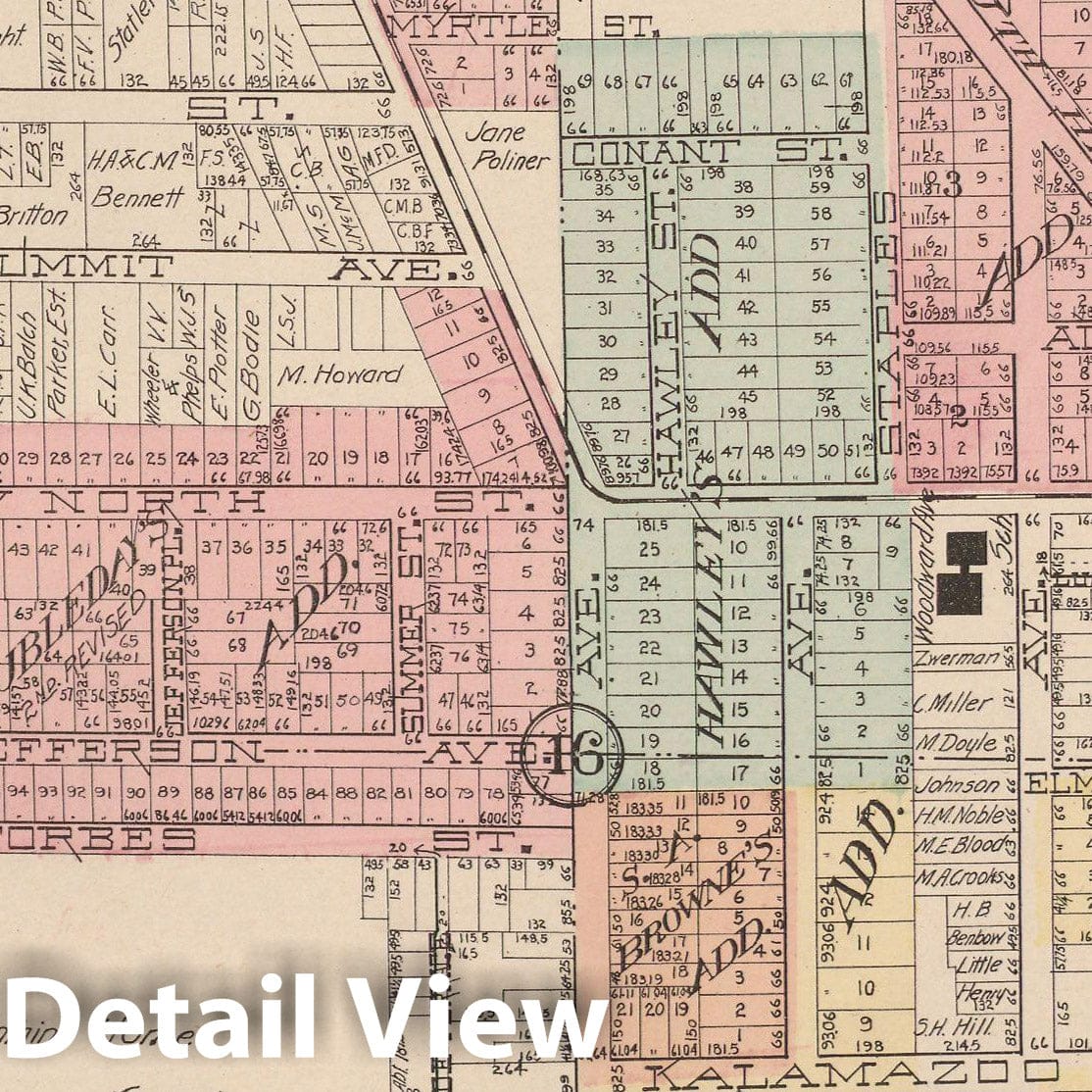Historic Map : Kalamazoo 1910 , Standard Atlas of Kalamazoo County , v16, Vintage Wall Art