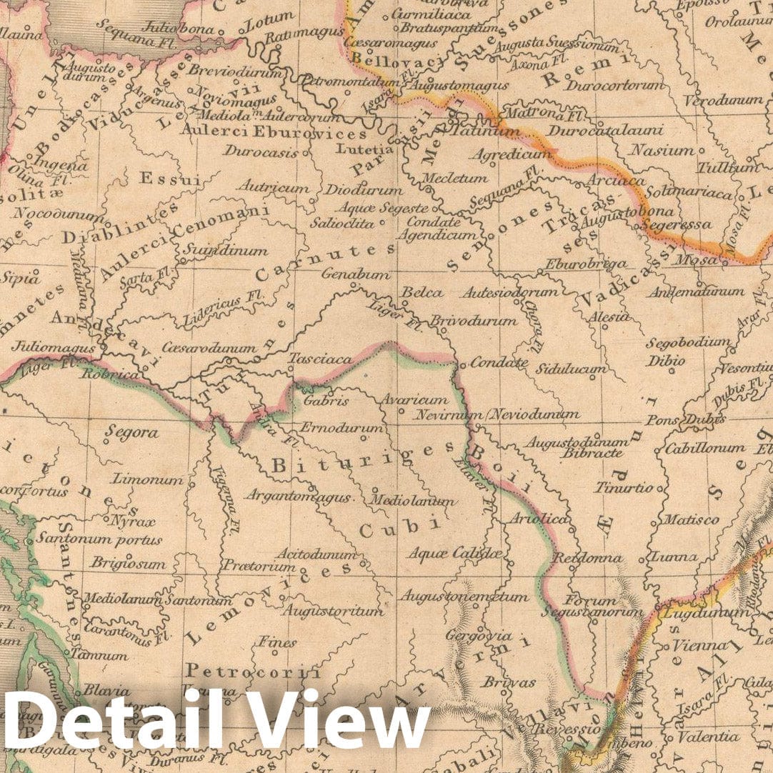 Historic Map : First Classical Atlas, Ancient Gallia 1849 , Vintage Wall Art