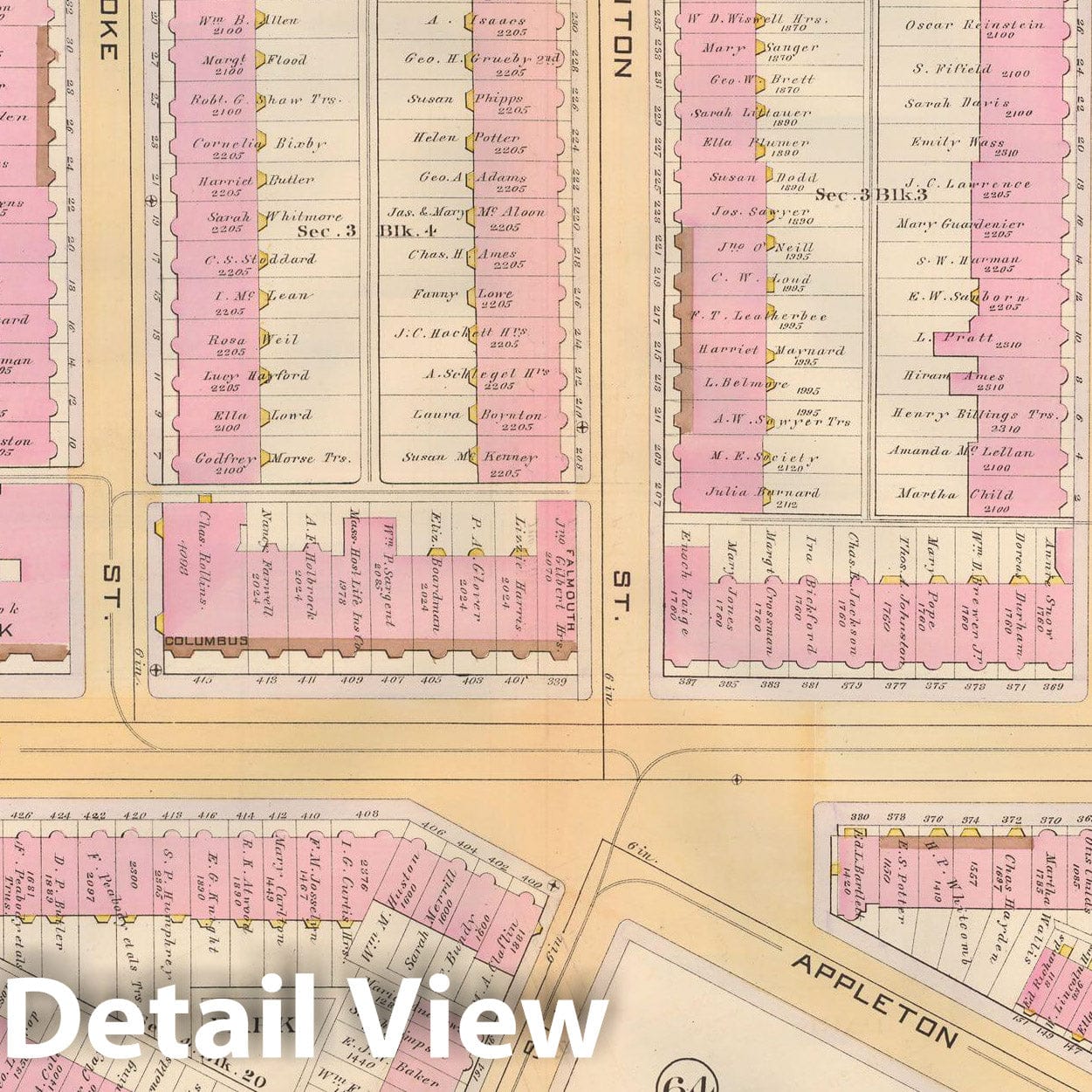 Historic Map : Atlas City of Boston, City Proper, Vol. 2, Boston 1888 Plate 062 , Vintage Wall Art
