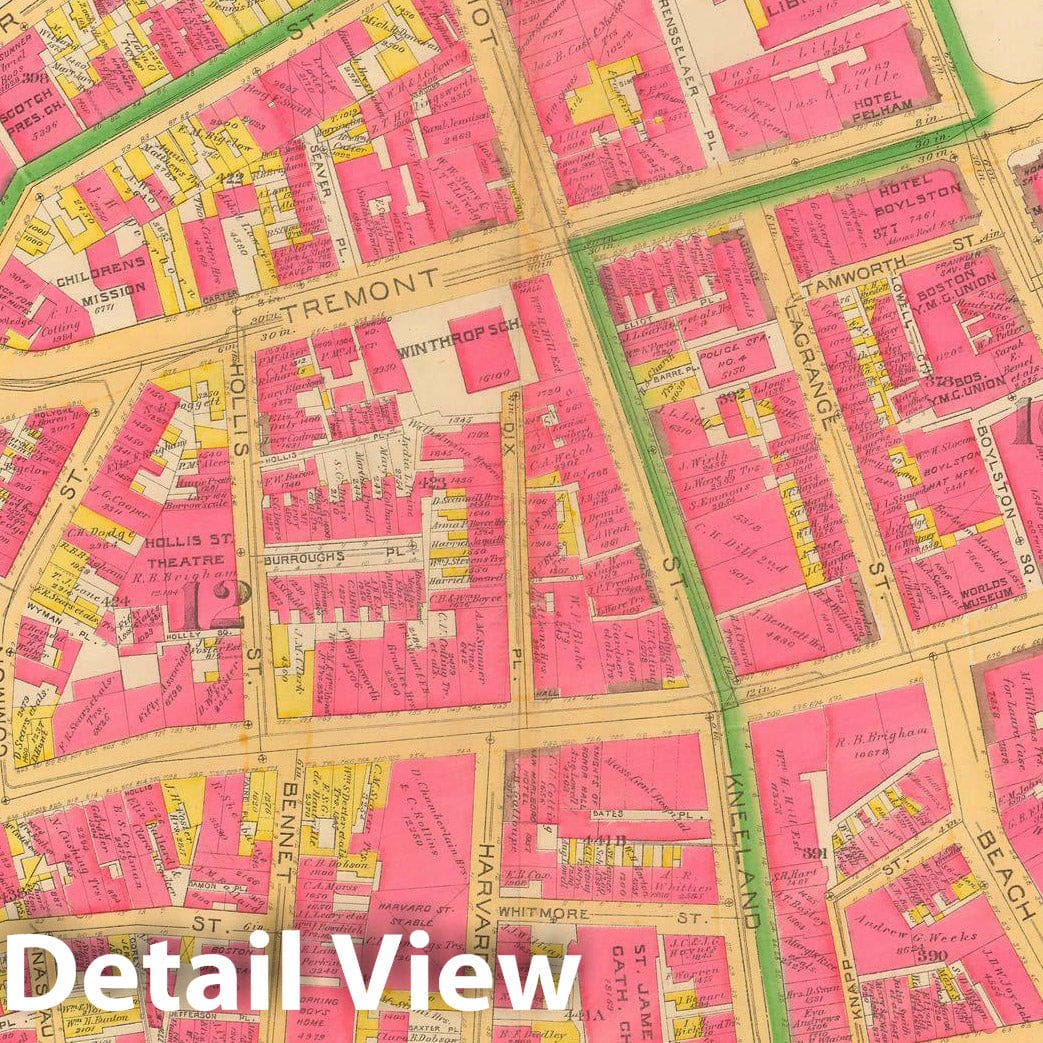 Historic Map : Atlas City of Boston, City Proper and Roxbury, Boston 1890 Plate 010 , Vintage Wall Art