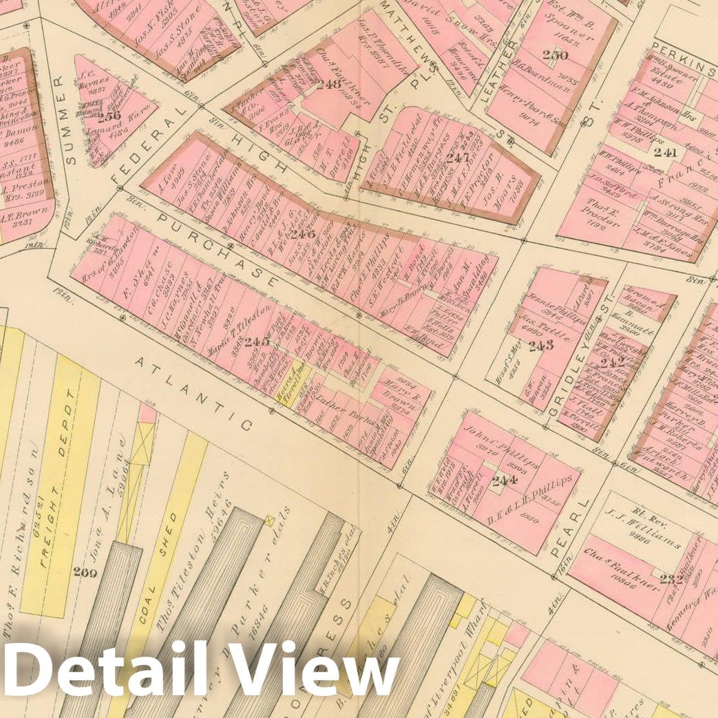 Historic Map : Atlas City of Boston, Boston Proper, Volume I, Boston 1883 Plate H , Vintage Wall Art