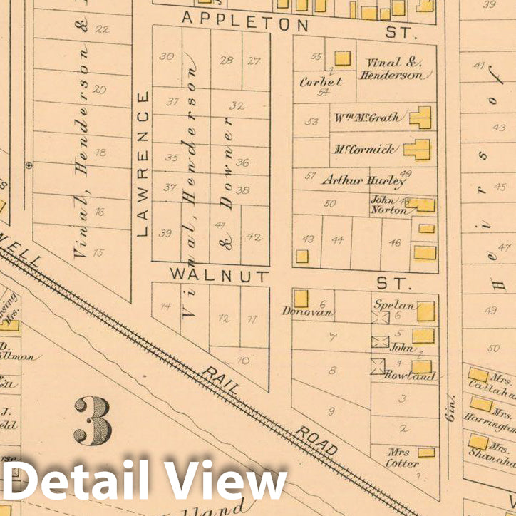 Historic Map : Atlas of Somerville Massachusetts, Somerville 1884 Plate 012 , Vintage Wall Art