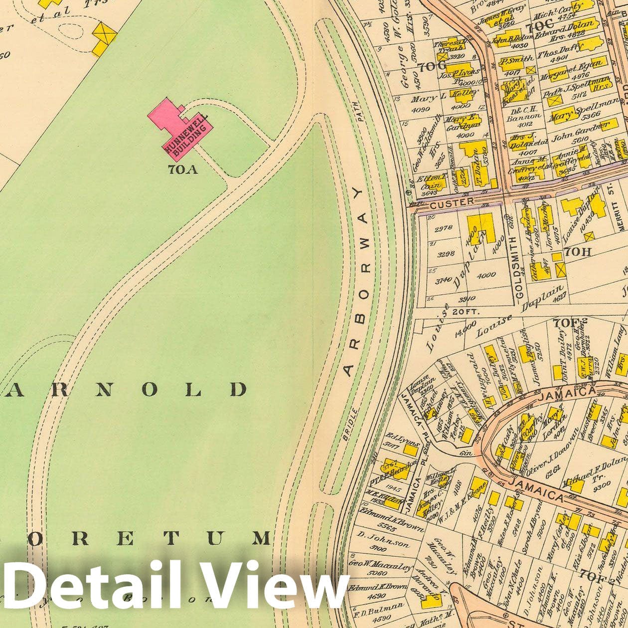 Historic Map : Atlas City of Boston, West Roxbury, Jamaica Plain 1914 Plate 006 , Vintage Wall Art