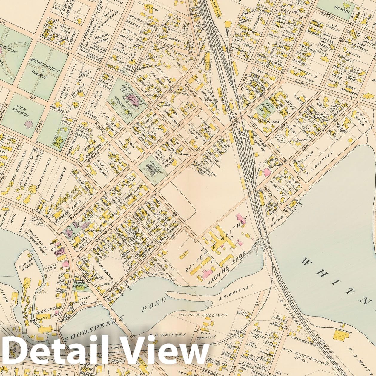 Historic Map : New Topo Atlas County of Worcester, Winchendon 1898 Plate 053 , Vintage Wall Art