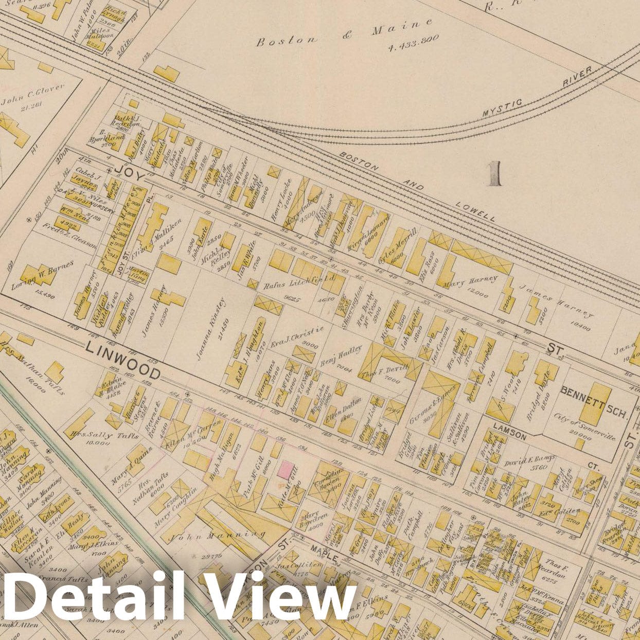 Historic Map : Atlas City of Somerville, Somerville 1895 Plate 008 , Vintage Wall Art