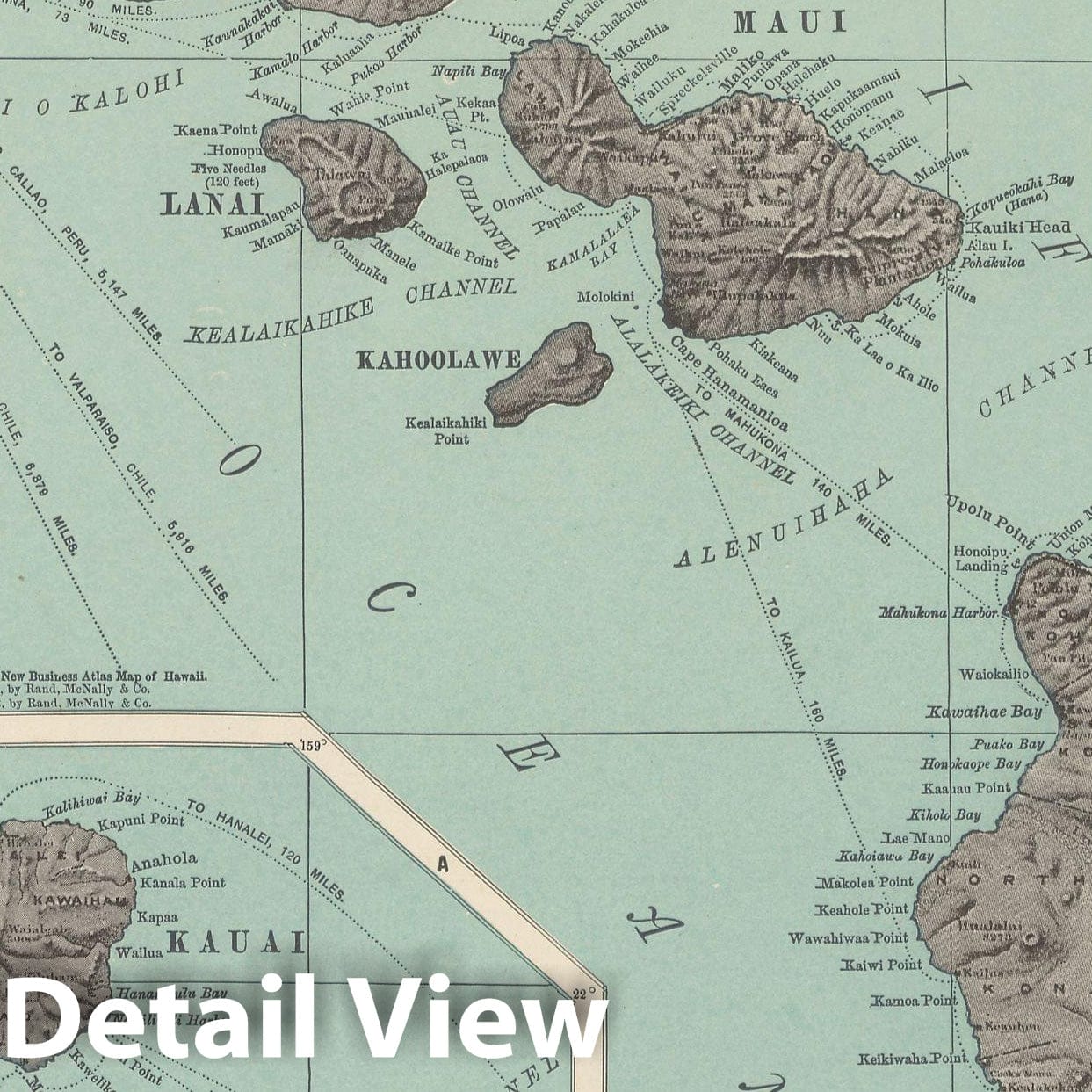 Historic Map : Hawaii 1903 , Rand McNally Business Atlas , Vintage Wall Art