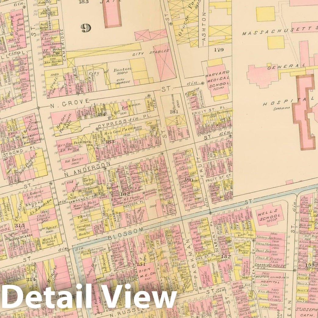 Historic Map : Atlas City of Boston, Boston Proper, Volume I, Boston 1883 Plate E , Vintage Wall Art