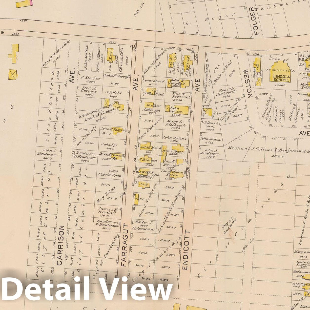 Historic Map : Atlas City of Somerville, Somerville 1895 Plate 021 , Vintage Wall Art