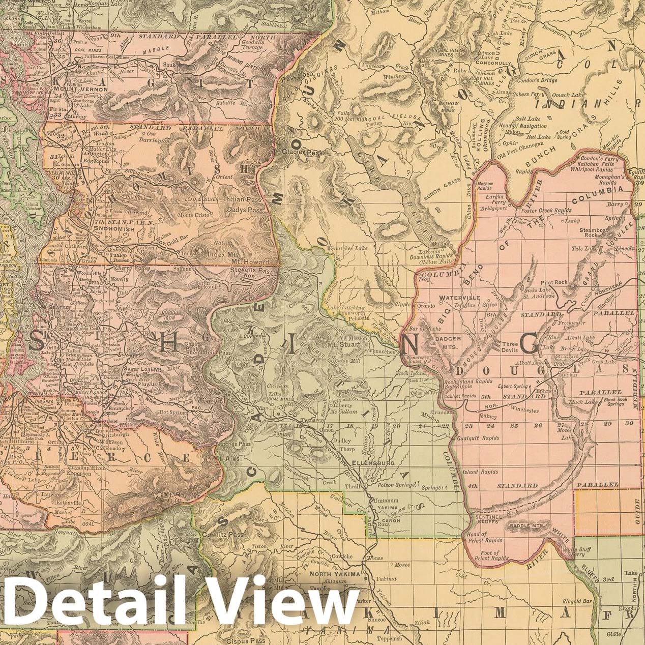 Historic Map : United States Maps, Washington 1894 , Vintage Wall Art