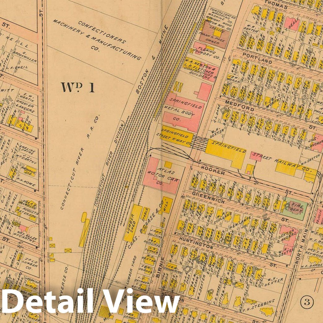Historic Map : Atlas City of Springfield and The Town of Longmeadow 1910 Plate 004 , Vintage Wall Art