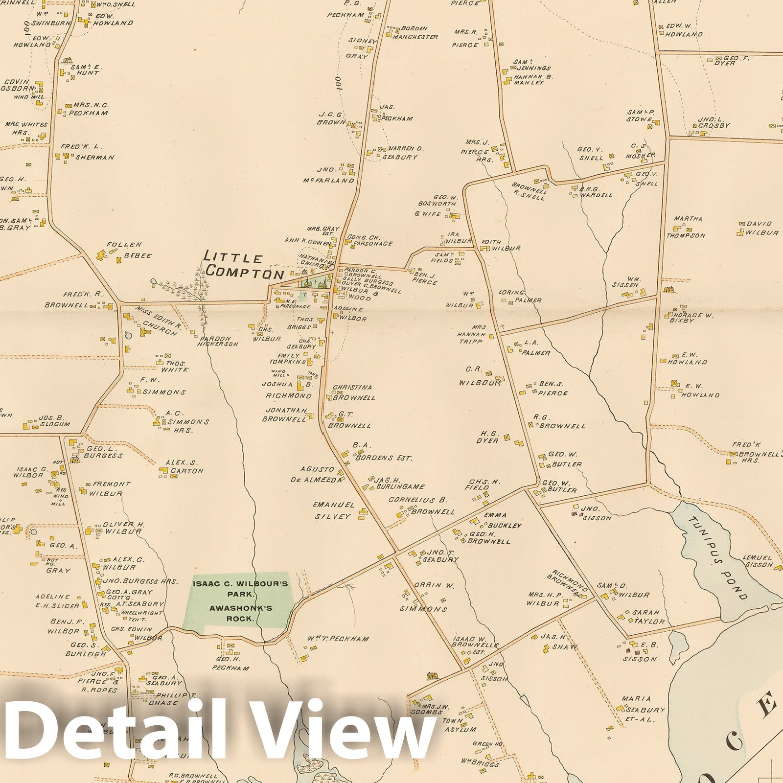 Historic Map : Atlas of Southern Rhode Island, Little Compton 1895 , Vintage Wall Art