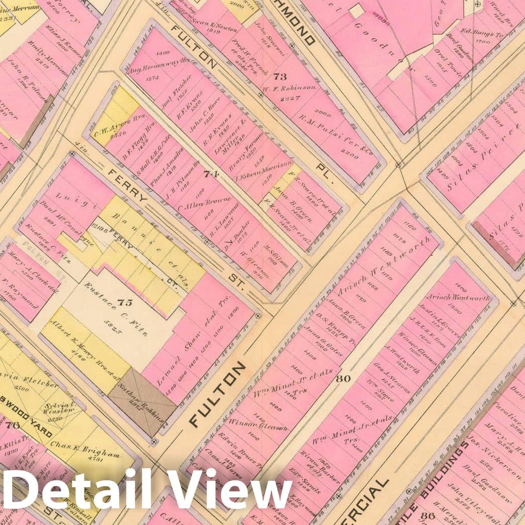 Historic Map : Atlas City of Boston, City Proper, Vol. I, Boston 1888 Plate 018 , Vintage Wall Art