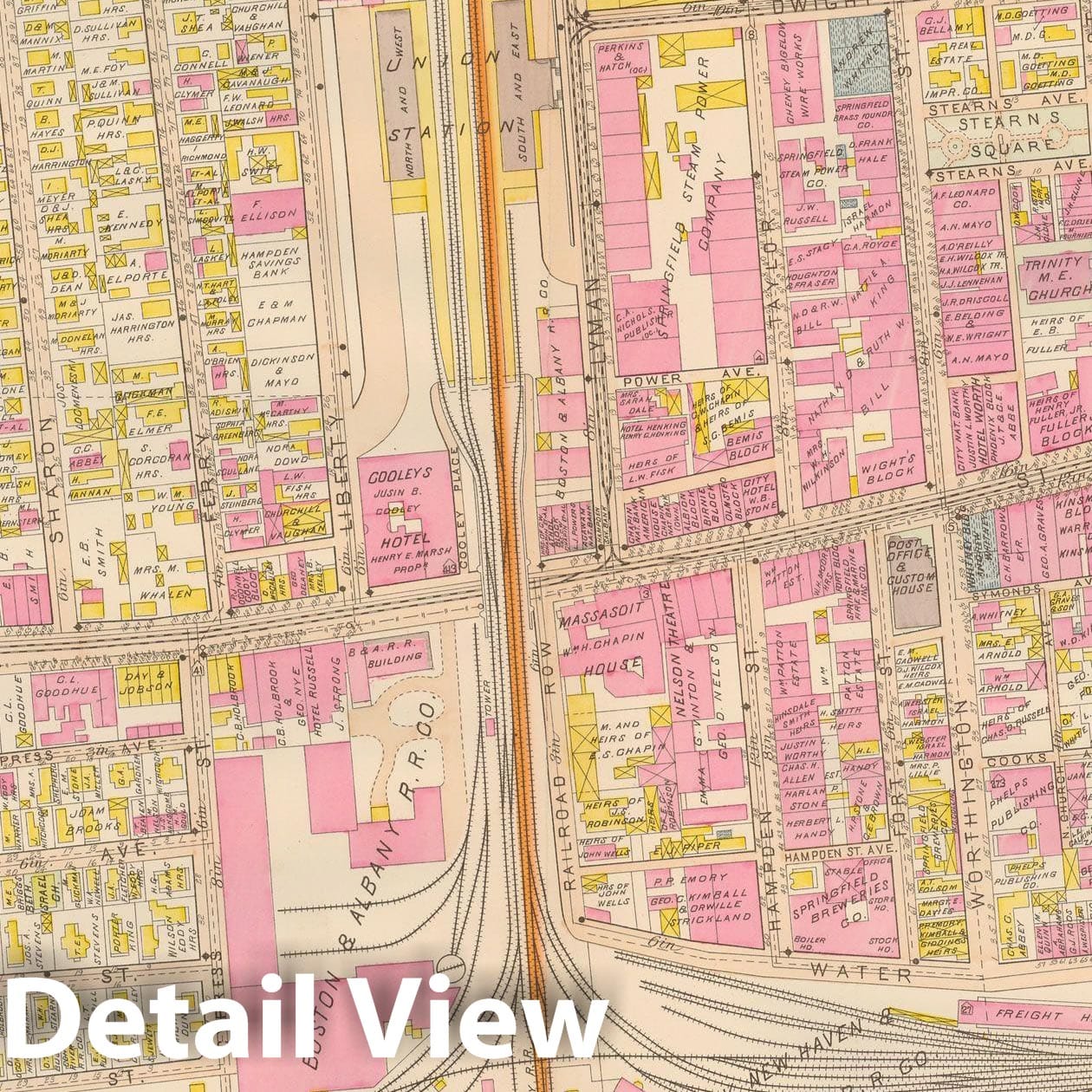Historic Map : Atlas City of Springfield, Springfield 1899 Plate 002 , Vintage Wall Art