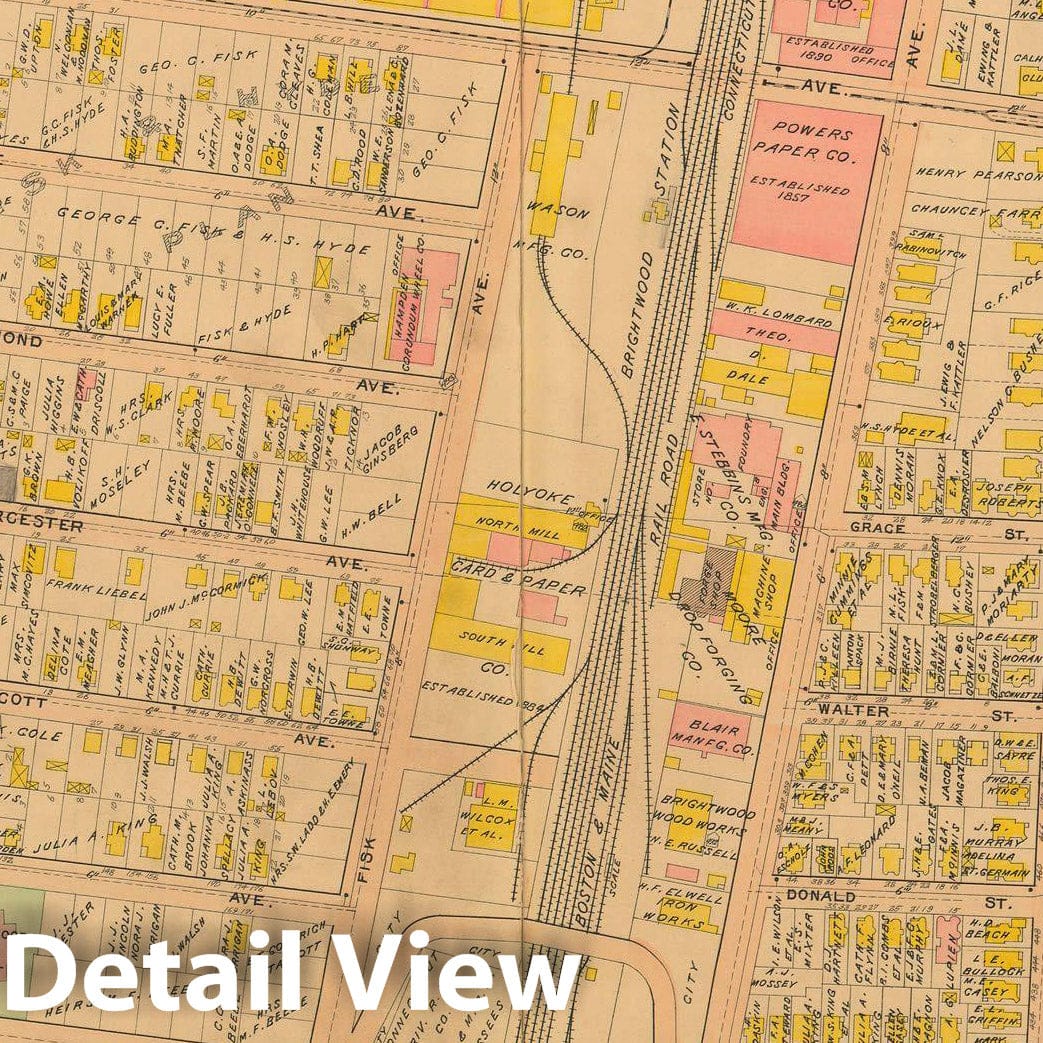 Historic Map : Atlas City of Springfield and The Town of Longmeadow 1910 Plate 005 , Vintage Wall Art
