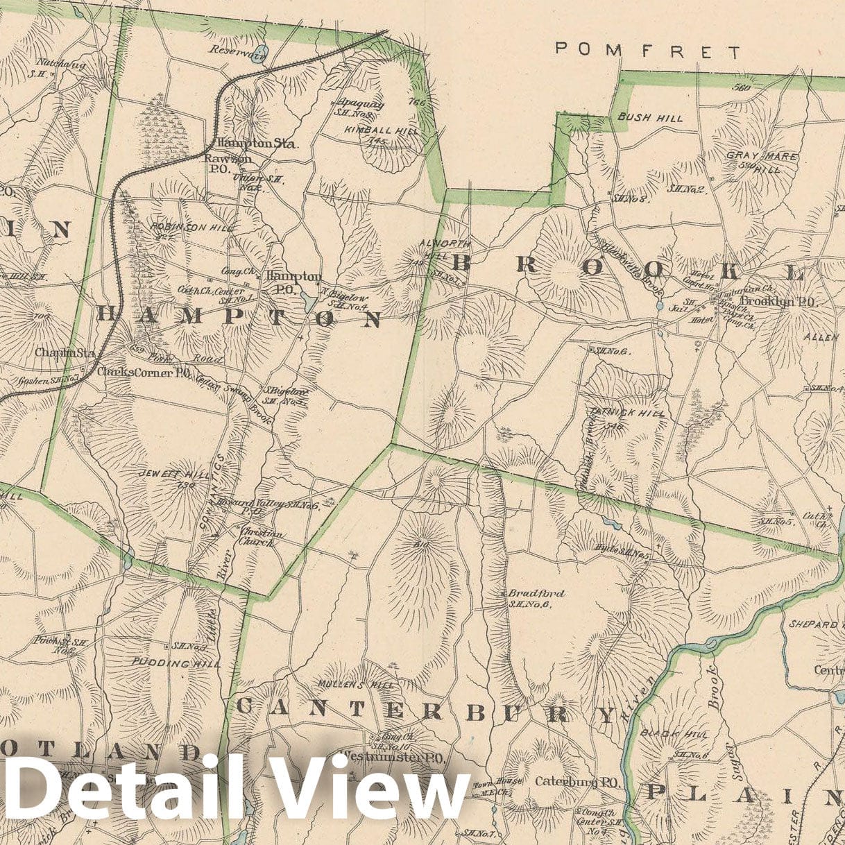 Historic Map : Windham 1893 , Town and City Atlas State of Connecticut , Vintage Wall Art