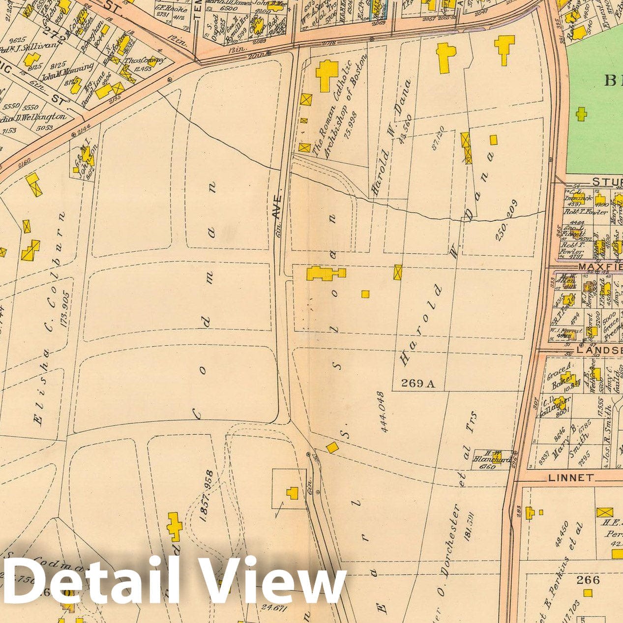 Historic Map : Atlas City of Boston, West Roxbury, Jamaica Plain 1914 Plate 022 , Vintage Wall Art
