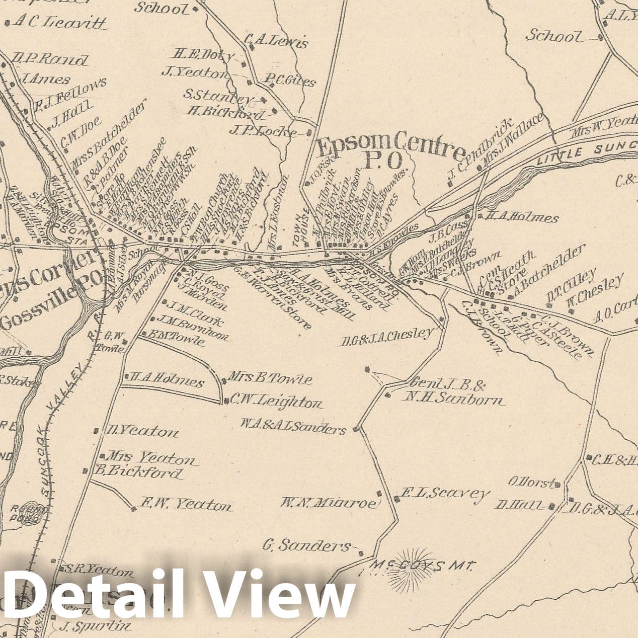 Historic Map : Epsom 1892 , Town and City Atlas State of New Hampshire , Vintage Wall Art