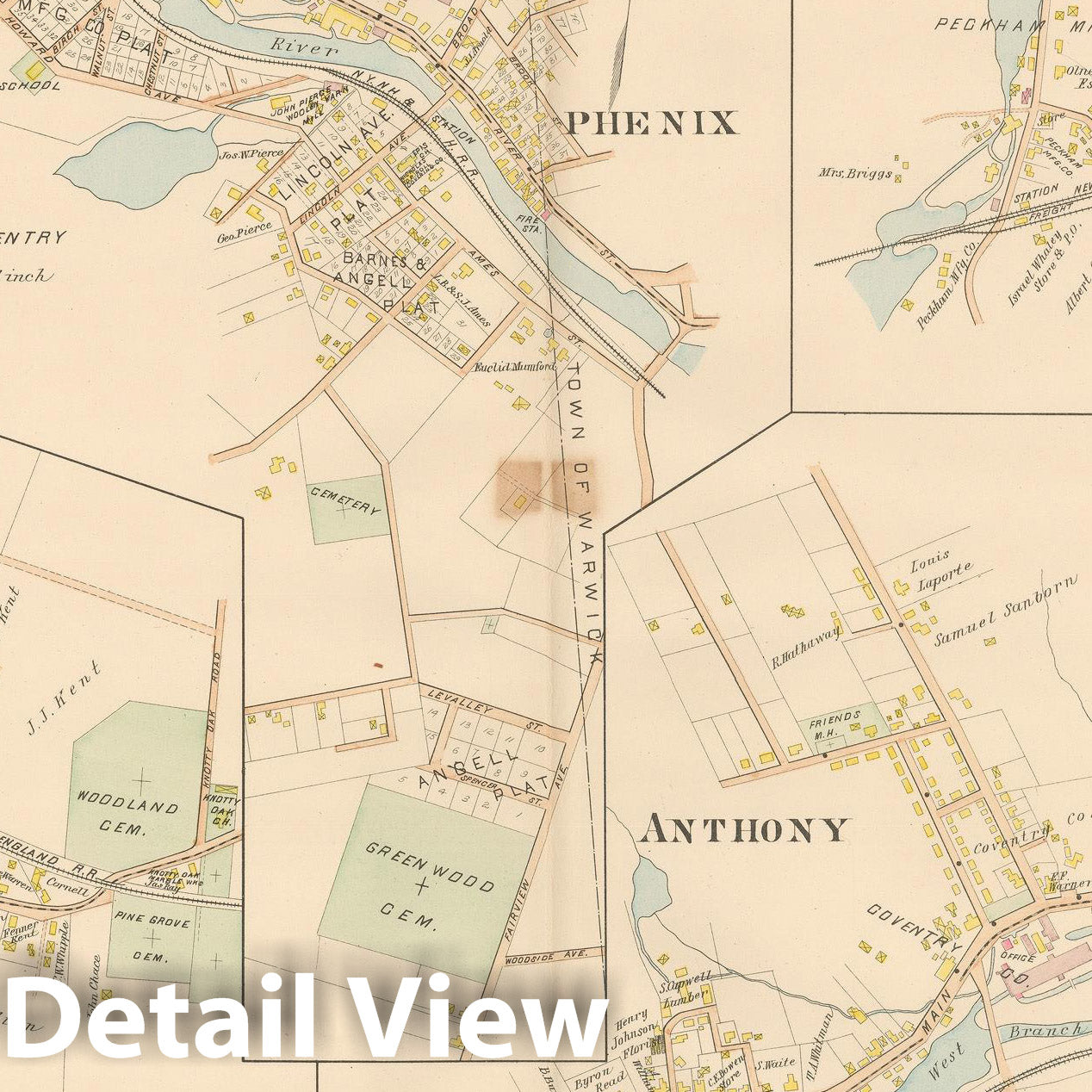 Historic Map : Atlas of Southern Rhode Island, Coventry 1895 , Vintage Wall Art