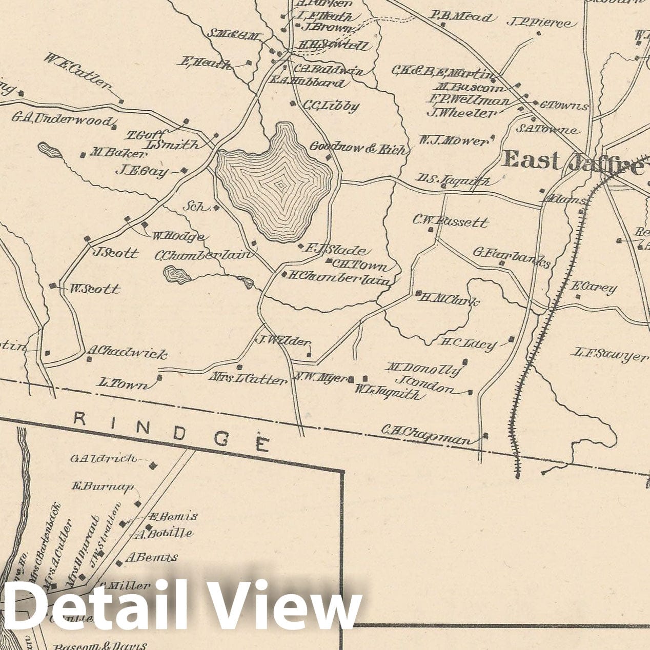 Historic Map : Jaffrey 1892 , Town and City Atlas State of New Hampshire , Vintage Wall Art
