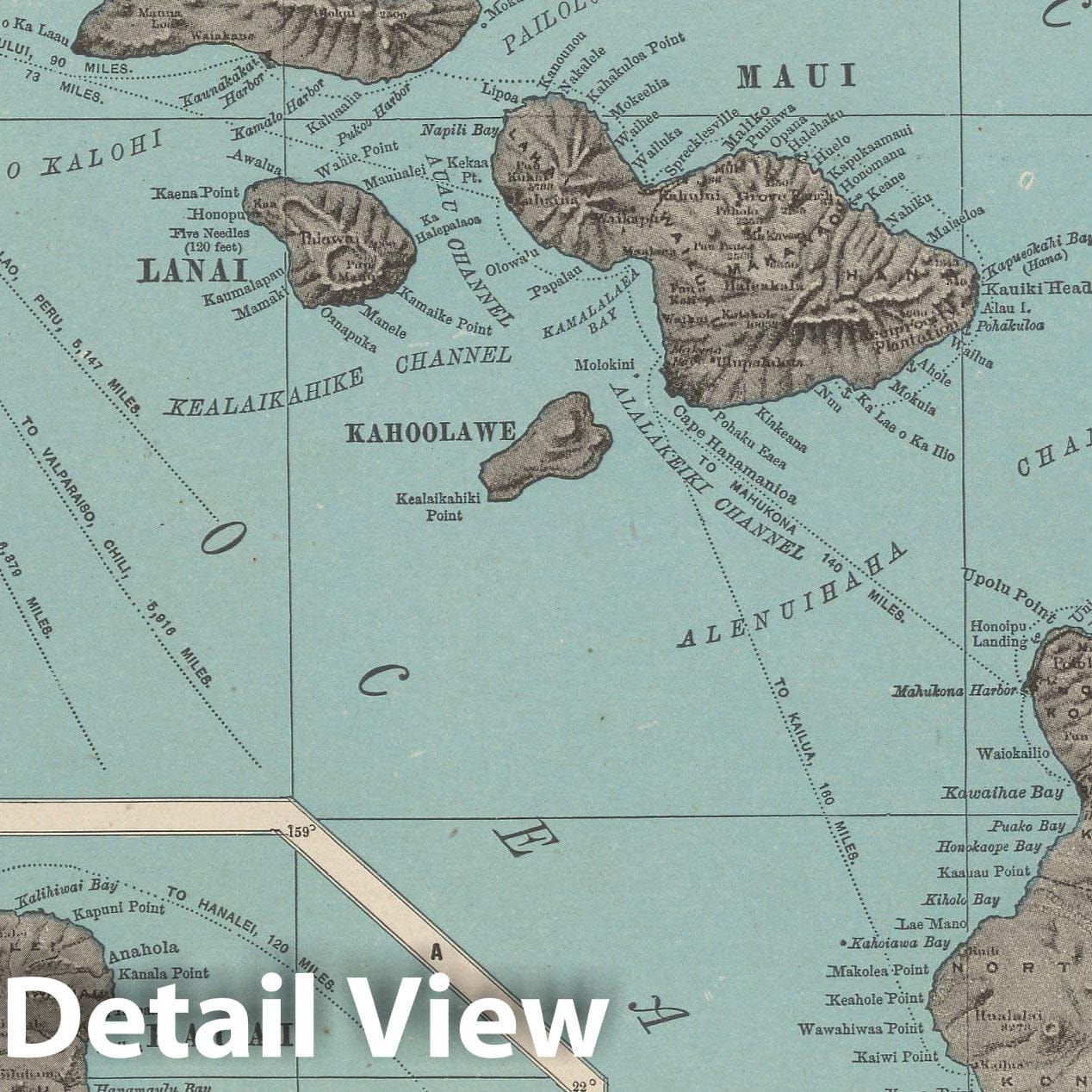 Historic Map : Hawaii 1900 , Universal Atlas World , Vintage Wall Art