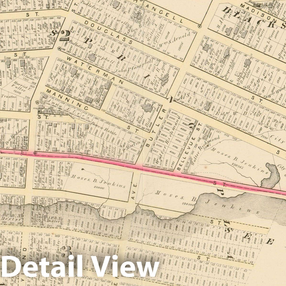 Historic Map : City Atlas of Providence Rhode Island by Wards, Volume I, Providence 1875 Plate K , Vintage Wall Art