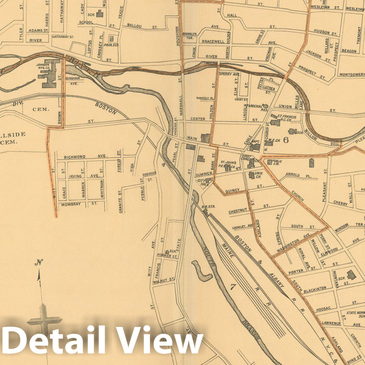 Historic Map : Atlas of Massachusetts, North Adams 1904 , Vintage Wall Art