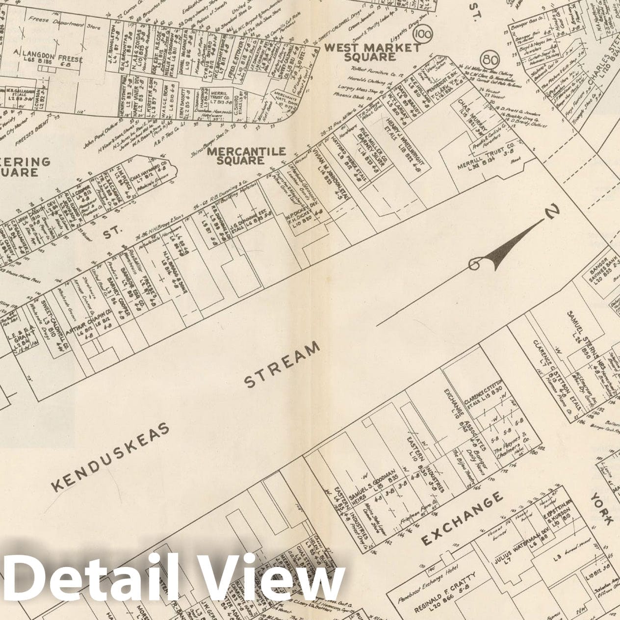 Historic Map : New England States Ed., Bangor 1946 , Nirenstein's National Preferred Real Estate Locations of Business Properties , Vintage Wall Art