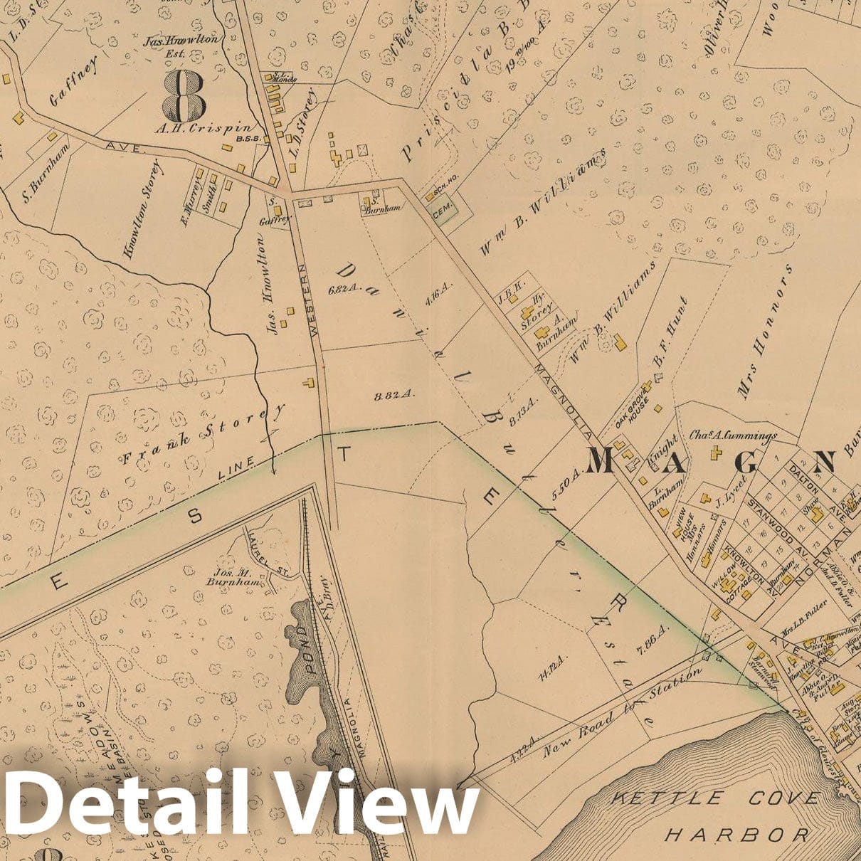 Historic Map : Gloucester & Magnolia 1884 Plate 013 , Vintage Wall Art