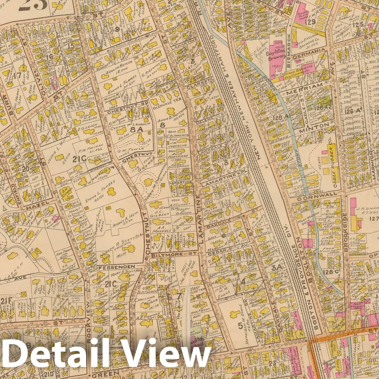 Historic Map : Atlas of Dorchester, West Roxbury and Brighton, Jamaica Plain 1899 Plate 015 , Vintage Wall Art